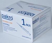 1 мл трехкомпонентный шприц Pakro инсулиновый U100 , с иглой 0,3х13, 100 шт купить в Краснодаре