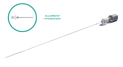 Спинальная игла Sprotte 22G x 6" (150мм) с интродьюсером — 10шт/уп купить оптом в Краснодаре